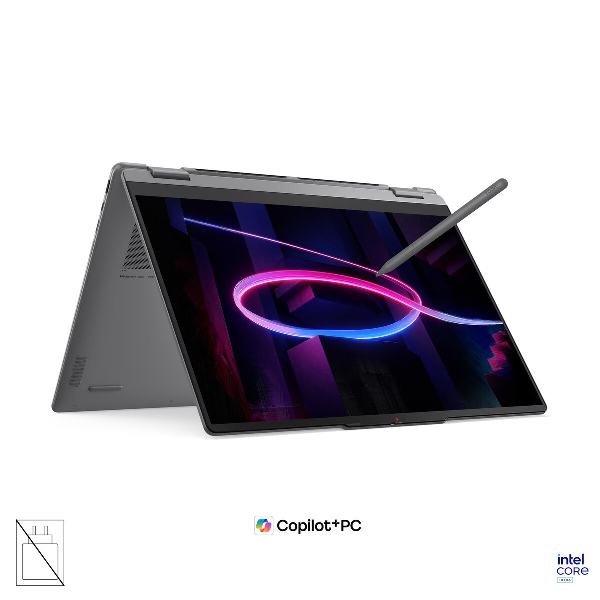 LENOVO Yoga 7 prenosnik 2-v-1, Intel Core Ultra 7 355, 16-palčni WUXGA OLED (multi-touch), 32 GB RAM, 1 TB SSD, UMA grafika, Windows 11 Home, Luna Grey, 3-letna garancija, brez napajalnika
