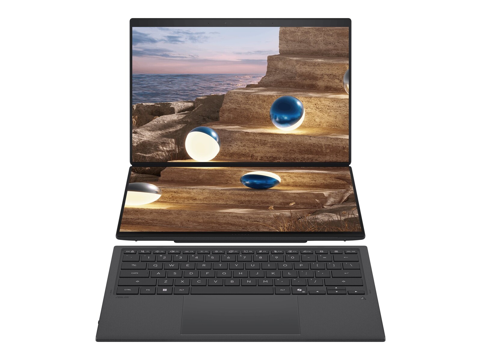 ASUS Zenbook Duo UX8407AA-SN130X prenosnik z Intel Core Ultra 9 386H, 14-palčni OLED zaslon WQXGA+, 32 GB LPDDR5X RAM, 2 TB PCIe SSD, 100 W napajalnik AC, Windows 11 Pro