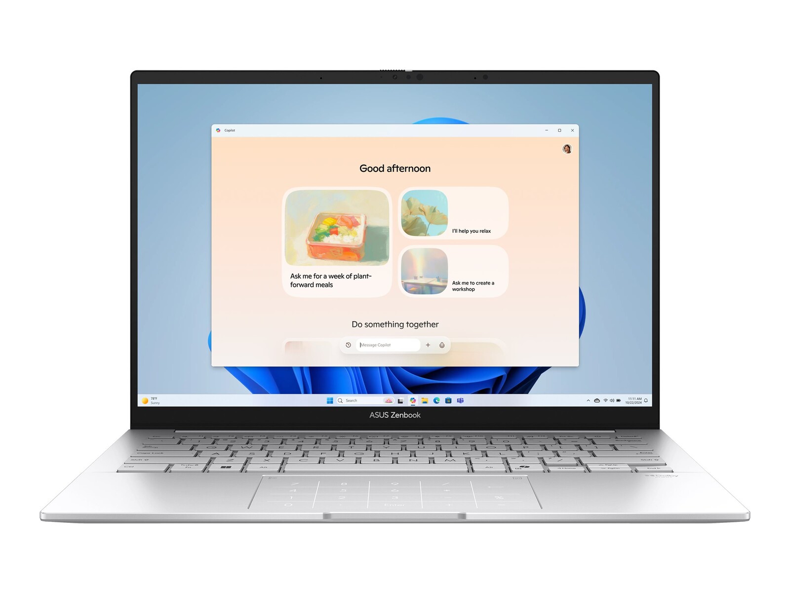 ASUS Zenbook UX3405CA-ST787X prenosnik z Intel Core Ultra 9 285H, 14-palčnim WQXGA+ OLED zaslonom, 32 GB LPDDR5X pomnilnika, 1 TB PCIe SSD pogonom in Windows 11 Pro.
