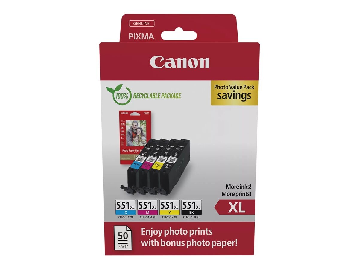 CANON CLI-551XL kartuše s črnilom C/M/Y/BK + foto paket