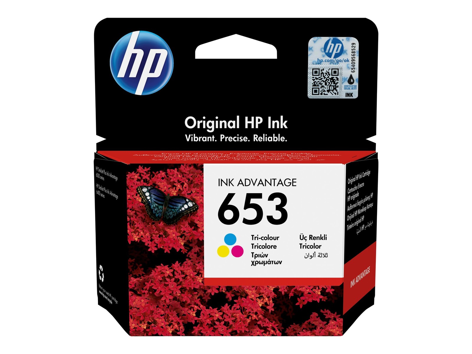 HP 653 izvirna Ink Advantage kartuša, trobarvna