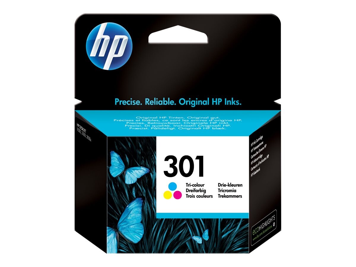 HP 301 originalna tri-barvna kartuša črnila, standardna kapaciteta 3 ml, za približno 165 strani, 1 kos.