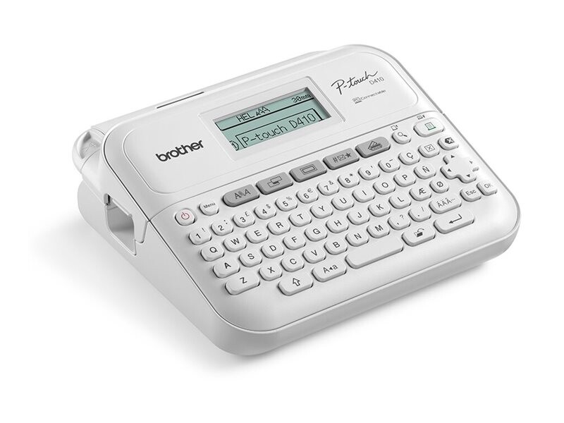 BROTHER etiketni tiskalnik PT-D410VP, namizni, za trakove TZe 3,5-18 mm, lahko berljiv grafični zaslon in torbica P-touch.
